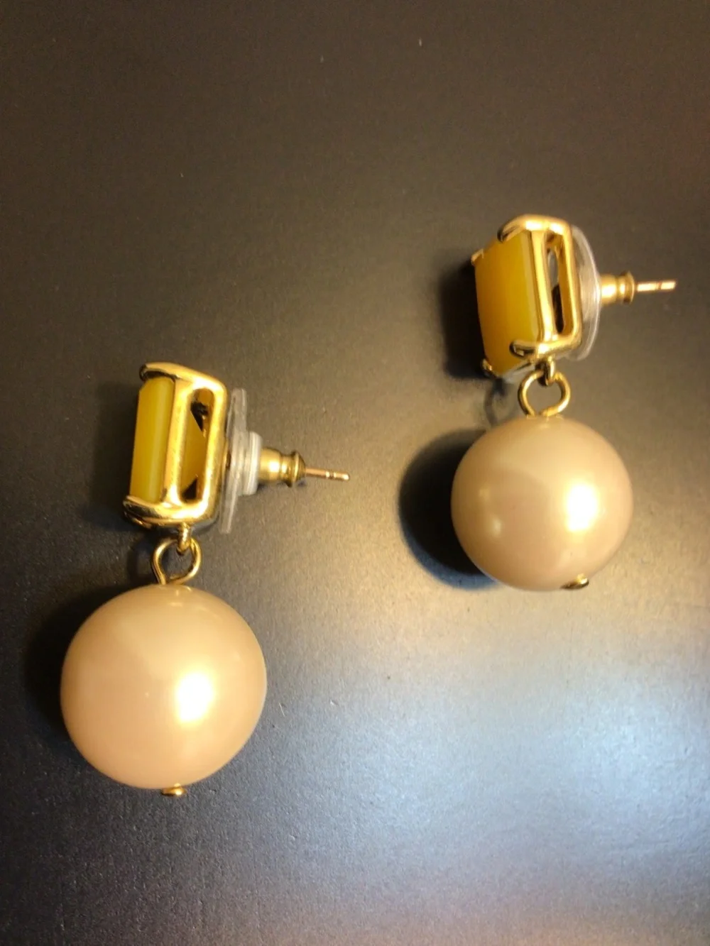 Kate Spade New York Dangle Drop Crystal/Glass Pearl Earrings 14k Gold Filled